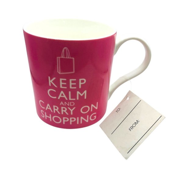 Keep Calm And Carry On Shopping Ceramic Coffee Mug by Kent Pottery NWT - Picture 3 of 8